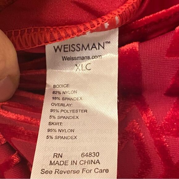 Weissman Dance costume red maxi mesh flocked dress More 12261 XLC child - Picture 9 of 13